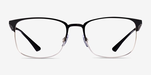 Ray-Ban RB6421 Matte Black Silver MetalEyeglass Frames from EyeBuyDirect, Front View