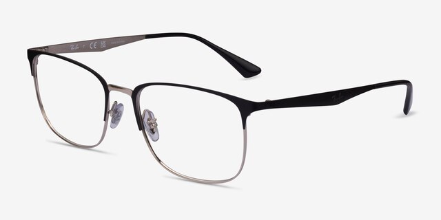 Ray-Ban RB6421 Matte Black Silver MetalEyeglass Frames from EyeBuyDirect, Angle View