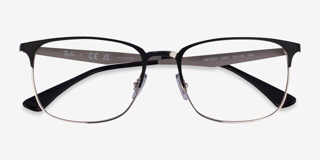 Ray-Ban RB6421 Matte Black Silver MetalEyeglass Frames from EyeBuyDirect, Closed View