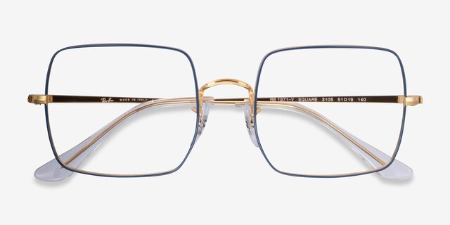 Ray-Ban RB1971V Blue Gold MetalEyeglass Frames from EyeBuyDirect, Closed View