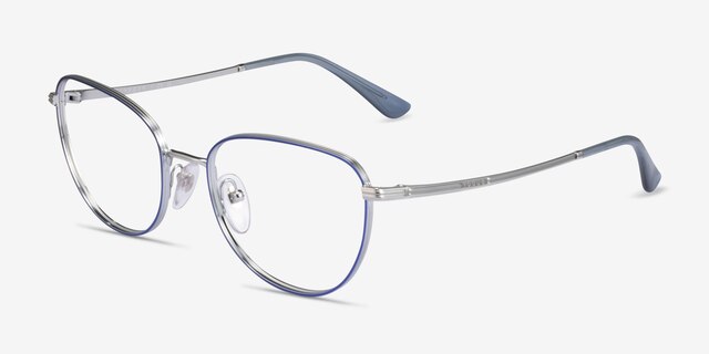 Vogue Eyewear VO4229 Blue Silver MetalEyeglass Frames from EyeBuyDirect, Angle View