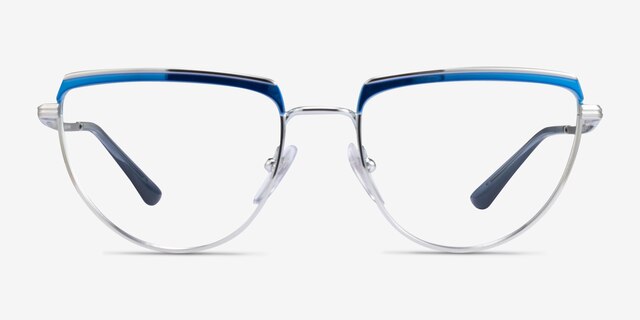 Vogue Eyewear VO4230 Blue Silver MetalEyeglass Frames from EyeBuyDirect, Front View