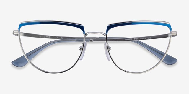 Vogue Eyewear VO4230 Blue Silver MetalEyeglass Frames from EyeBuyDirect, Closed View