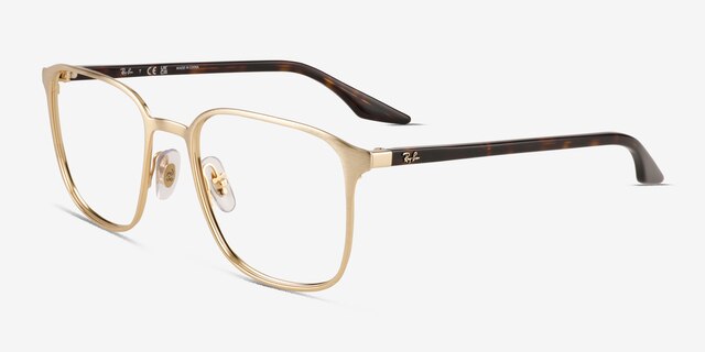 Ray-Ban RB6512 Brushed Gold MetalEyeglass Frames from EyeBuyDirect, Angle View