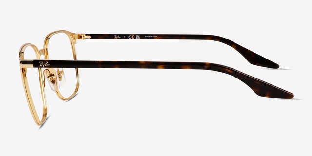 Ray-Ban RB6512 Brushed Gold MetalEyeglass Frames from EyeBuyDirect, Side View