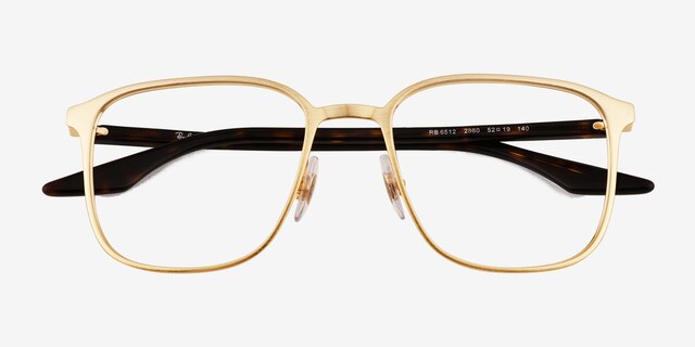 Ray-Ban RB6512 Brushed Gold MetalEyeglass Frames from EyeBuyDirect, Closed View