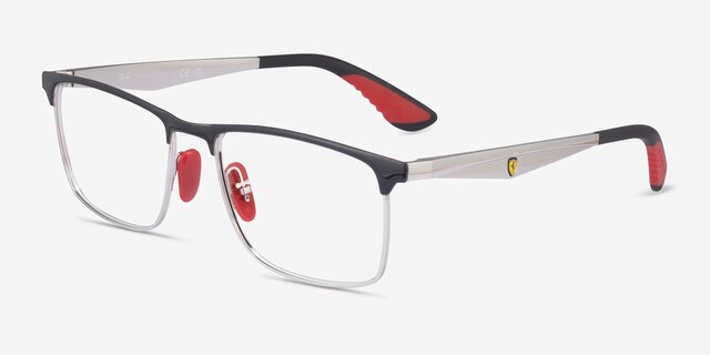 Ray-Ban RB6516M Black Silver MetalEyeglass Frames from EyeBuyDirect, Angle View