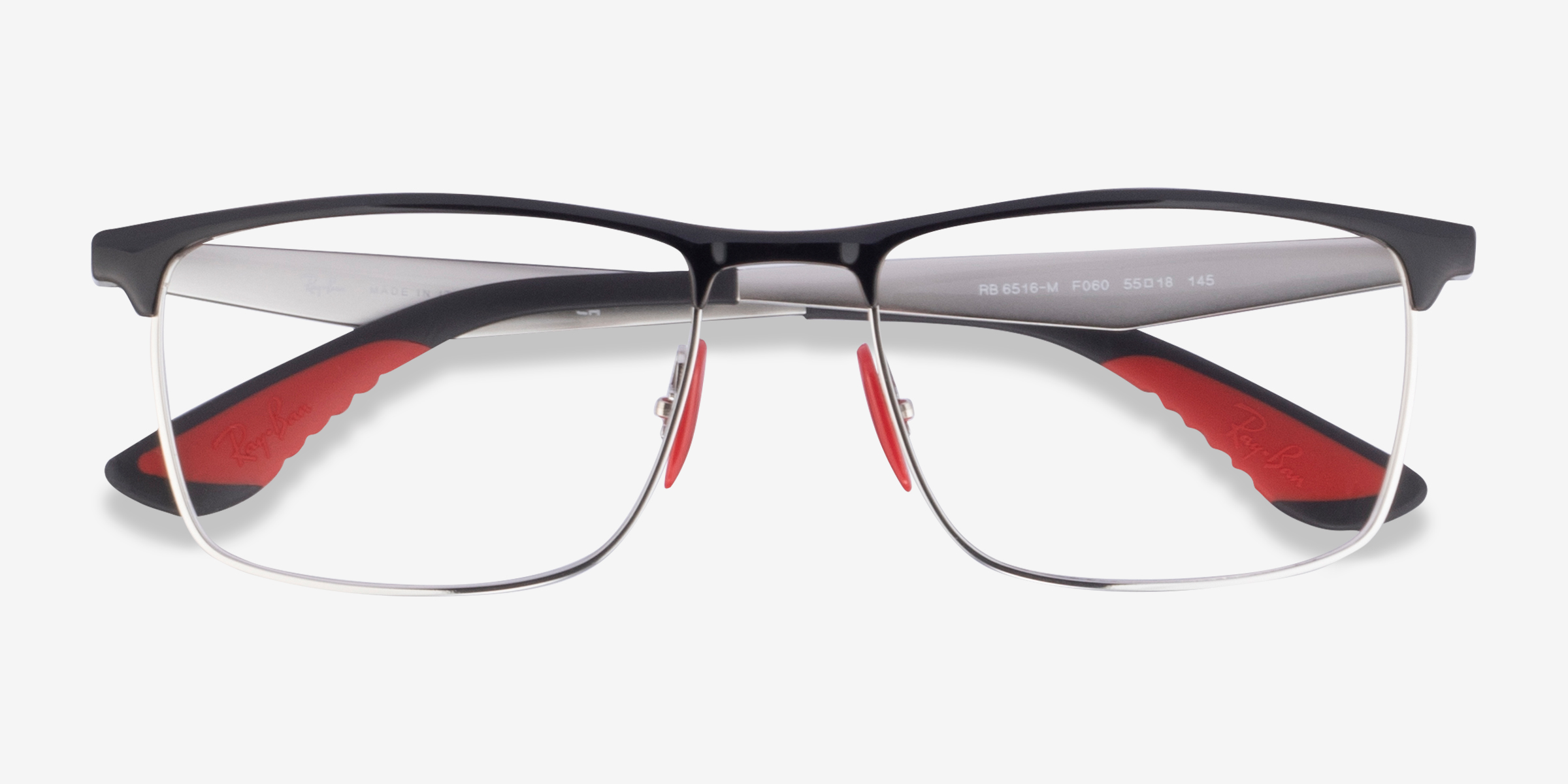 Ray-Ban RB6516M - Rectangle Black Silver Frame Eyeglasses | Eyebuydirect