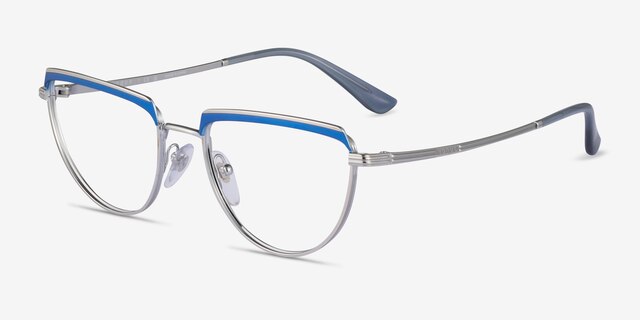 Vogue Eyewear VO4230 Blue Shiny Silver MetalEyeglass Frames from EyeBuyDirect, Angle View