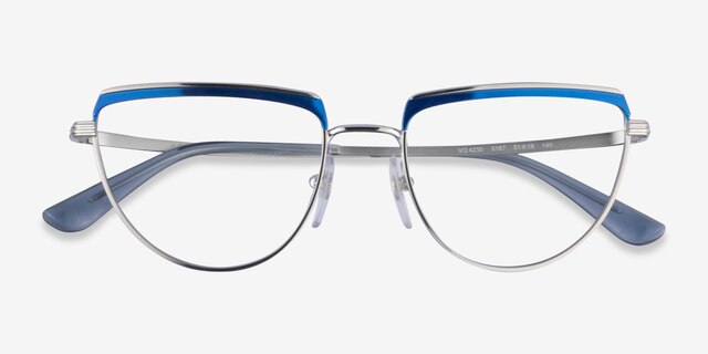 Vogue Eyewear VO4230 Blue Shiny Silver MetalEyeglass Frames from EyeBuyDirect, Closed View