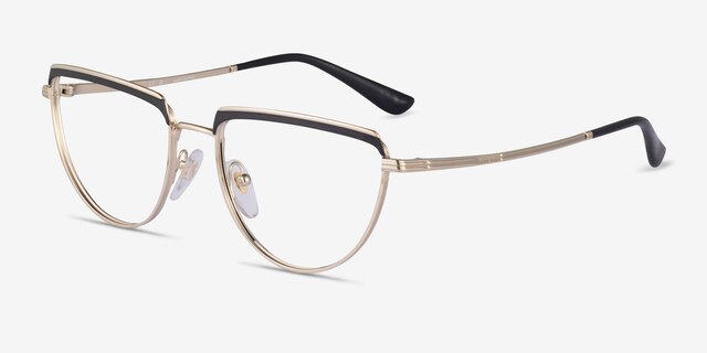Vogue Eyewear VO4230 Black Pale Gold MetalEyeglass Frames from EyeBuyDirect, Angle View