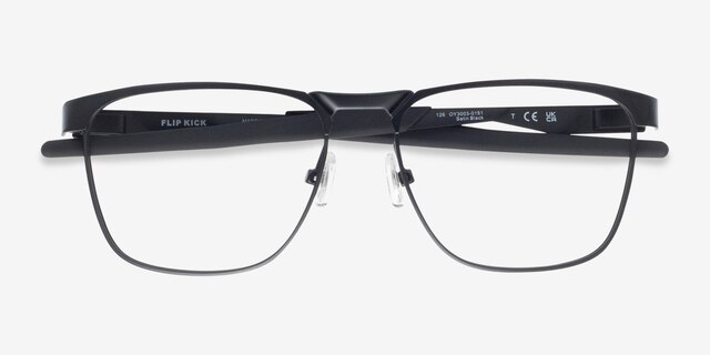 Oakley Flip Kick Matte Black MetalEyeglass Frames from EyeBuyDirect, Closed View