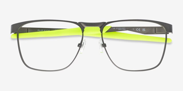 Oakley Flip Kick Gunmetal MetalEyeglass Frames from EyeBuyDirect, Closed View