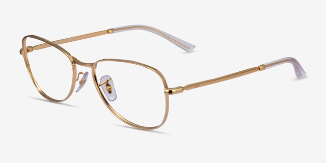 Ray-Ban RB3733V Shiny Gold MetalEyeglass Frames from EyeBuyDirect, Angle View