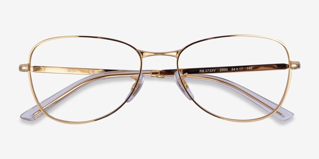 Ray-Ban RB3733V Shiny Gold MetalEyeglass Frames from EyeBuyDirect, Closed View