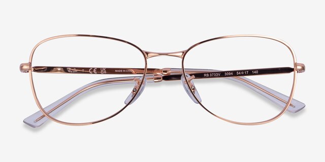 Ray-Ban RB3733V Rose Gold MetalEyeglass Frames from EyeBuyDirect, Closed View