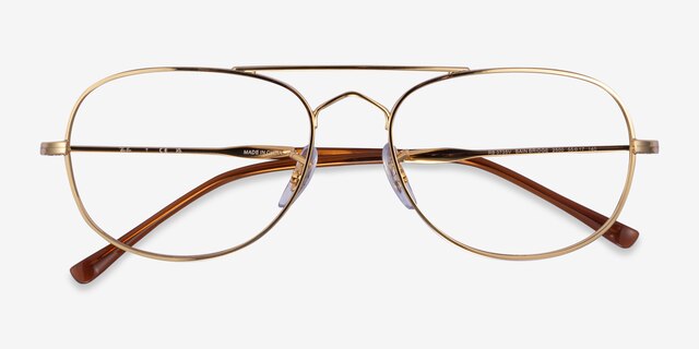 Ray-Ban RB3735V Bain Bridge Gold MetalEyeglass Frames from EyeBuyDirect, Closed View