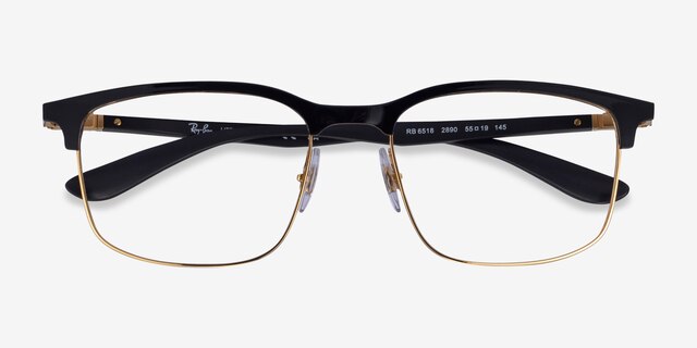 Ray-Ban RB6518 Liteforce Black Gold MetalEyeglass Frames from EyeBuyDirect, Closed View