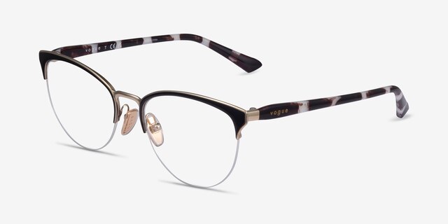 Vogue Eyewear VO4304 Black Gold MetalEyeglass Frames from EyeBuyDirect, Angle View