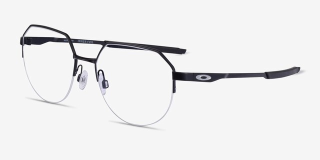 Oakley Inner Foil Satin Black MetalEyeglass Frames from EyeBuyDirect, Angle View