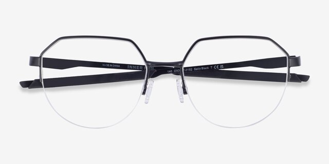 Oakley Inner Foil Satin Black MetalEyeglass Frames from EyeBuyDirect, Closed View