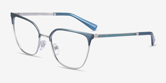 Vogue Eyewear VO4249 Blue Silver MetalEyeglass Frames from EyeBuyDirect, Angle View