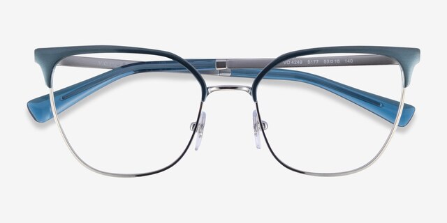 Vogue Eyewear VO4249 Blue Silver MetalEyeglass Frames from EyeBuyDirect, Closed View