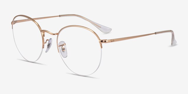 Ray-Ban RB3947V Round Gaze Rose Gold MetalEyeglass Frames from EyeBuyDirect, Angle View