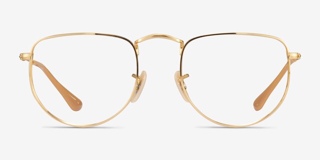 Ray-Ban RB3958V Elon Shiny Gold MetalEyeglass Frames from EyeBuyDirect, Front View
