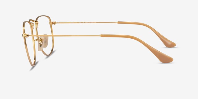 Ray-Ban RB3958V Elon Shiny Gold MetalEyeglass Frames from EyeBuyDirect, Side View