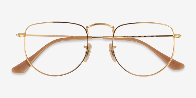 Ray-Ban RB3958V Elon Shiny Gold MetalEyeglass Frames from EyeBuyDirect, Closed View