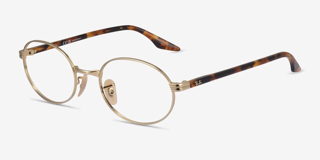 Ray-Ban RB6481V Gold Tortoise MetalEyeglass Frames from EyeBuyDirect, Angle View