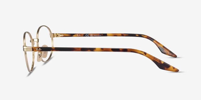 Ray-Ban RB6481V Gold Tortoise MetalEyeglass Frames from EyeBuyDirect, Side View