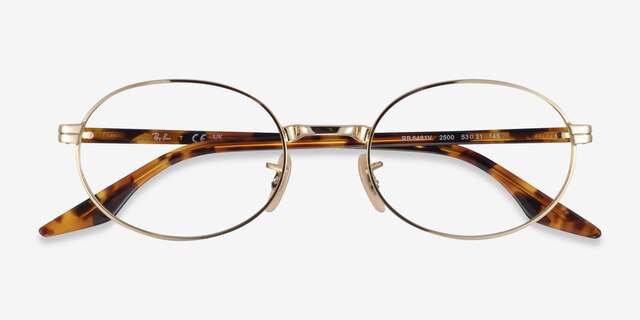 Ray-Ban RB6481V Gold Tortoise MetalEyeglass Frames from EyeBuyDirect, Closed View