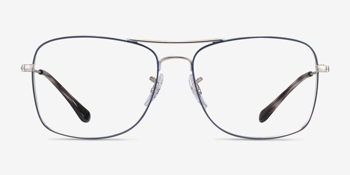 Ray-Ban RB6498 Blue Silver Metal Eyeglass Frames from EyeBuyDirect