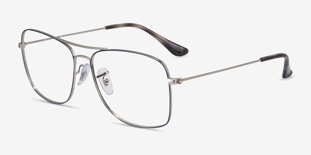 Ray-Ban RB6498 Blue Silver MetalEyeglass Frames from EyeBuyDirect, Angle View