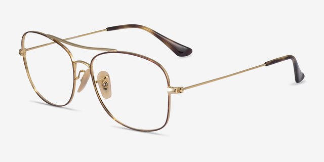 Ray-Ban RB6499 Gold Tortoise MetalEyeglass Frames from EyeBuyDirect, Angle View