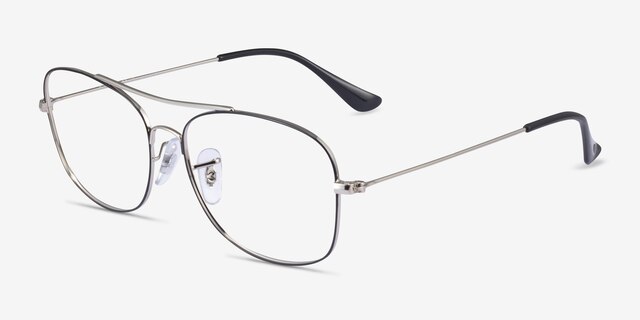 Ray-Ban RB6499 Black Silver MetalEyeglass Frames from EyeBuyDirect, Angle View