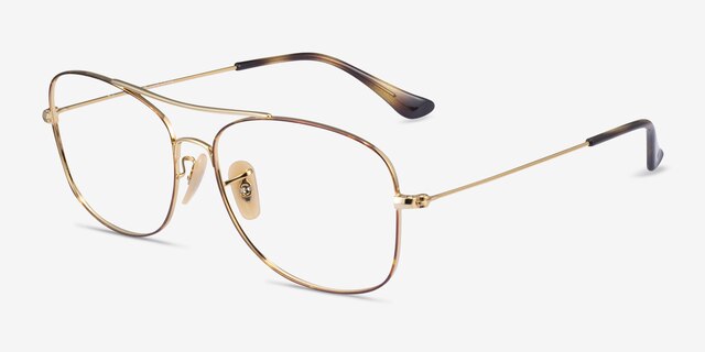 Ray-Ban RB6499 Tortoise Gold MetalEyeglass Frames from EyeBuyDirect, Angle View