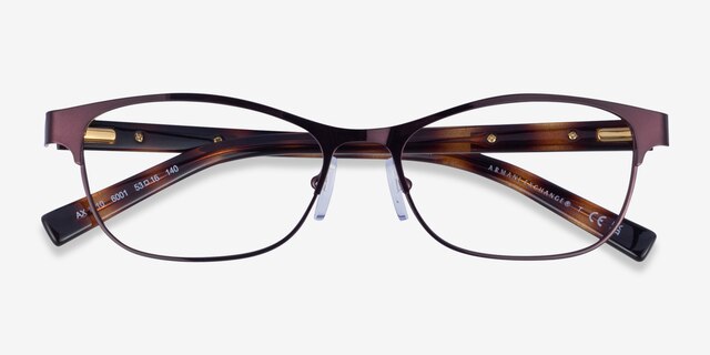 Armani Exchange AX1010 Matte Brown MétalMontures de lunettes de vue d'EyeBuyDirect, Vue Rapprochée