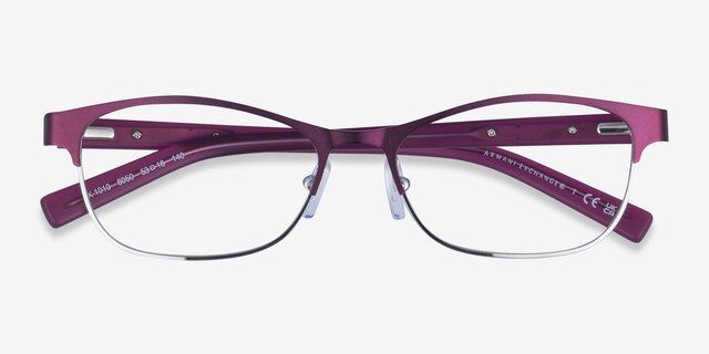 Armani Exchange AX1010 Shiny Purple Silver MetalEyeglass Frames from EyeBuyDirect, Closed View