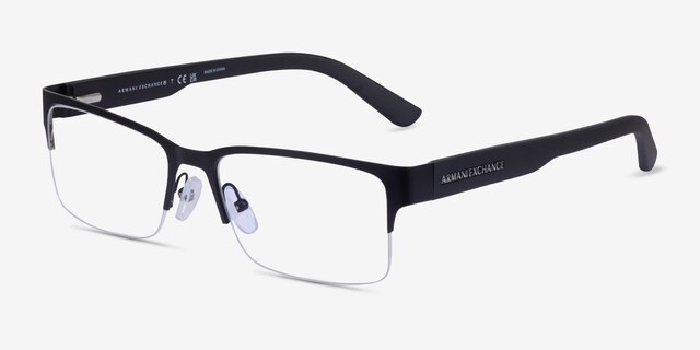 Armani Exchange AX1014 Matte Black MetalEyeglass Frames from EyeBuyDirect, Angle View
