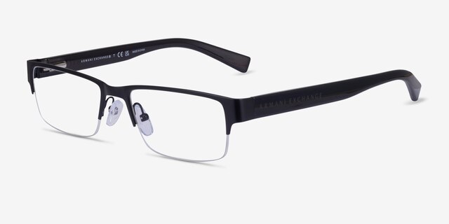 Armani Exchange AX1015 Shiny Black MetalEyeglass Frames from EyeBuyDirect, Angle View