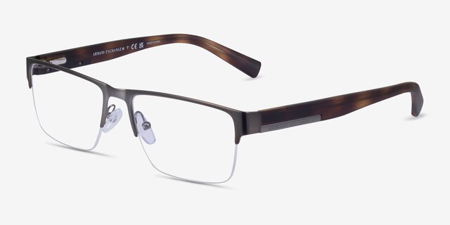 Armani Exchange AX1018 Matte Gunmetal MetalEyeglass Frames from EyeBuyDirect, Angle View