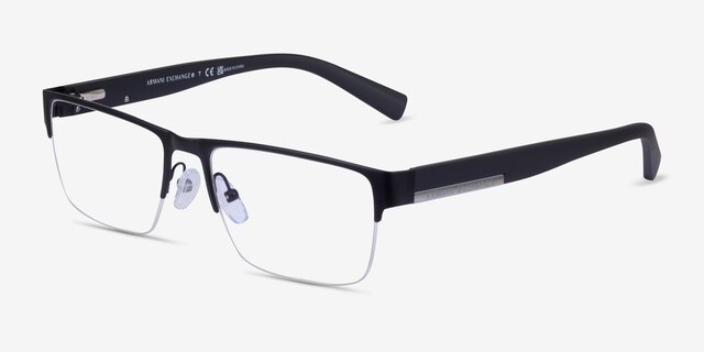 Armani Exchange AX1018 Matte Black MetalEyeglass Frames from EyeBuyDirect, Angle View