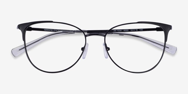 Armani Exchange AX1034 Shiny Black MetalEyeglass Frames from EyeBuyDirect, Closed View