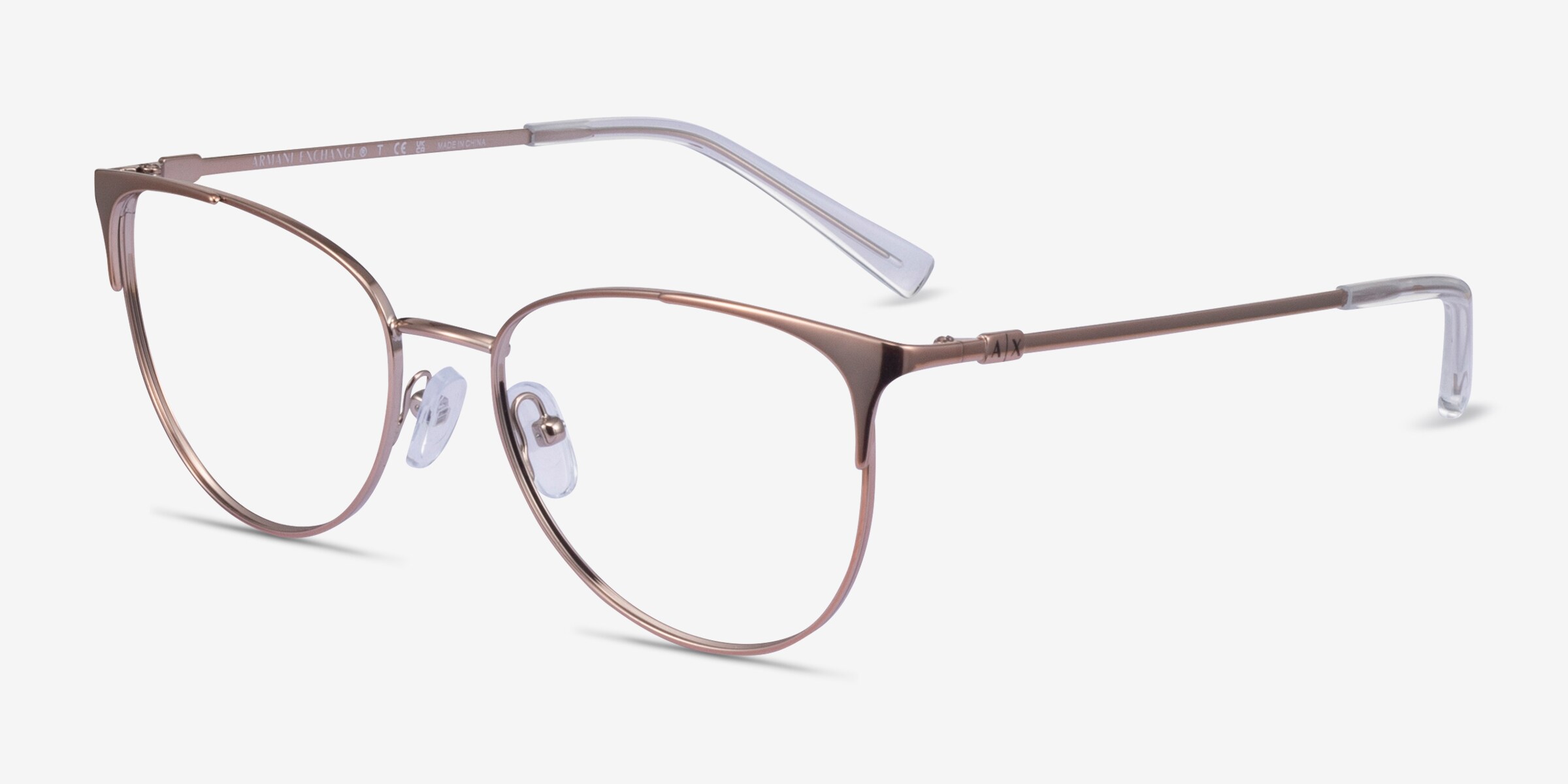 【新品未使用】EMPORIO ARMANI 灰×ピンク〈参考価格70,000円〉 Armani Exchange AX1034 - Cat Eye Shiny Rose Gold Frame Glasses For