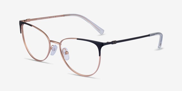 Armani Exchange AX1034 Rose Gold Black MetalEyeglass Frames from EyeBuyDirect, Angle View