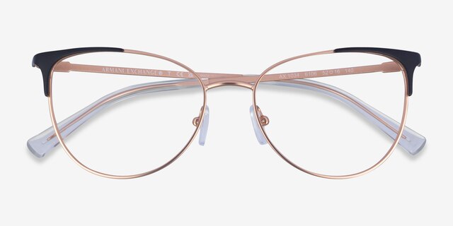 Armani Exchange AX1034 Rose Gold Black MetalEyeglass Frames from EyeBuyDirect, Closed View