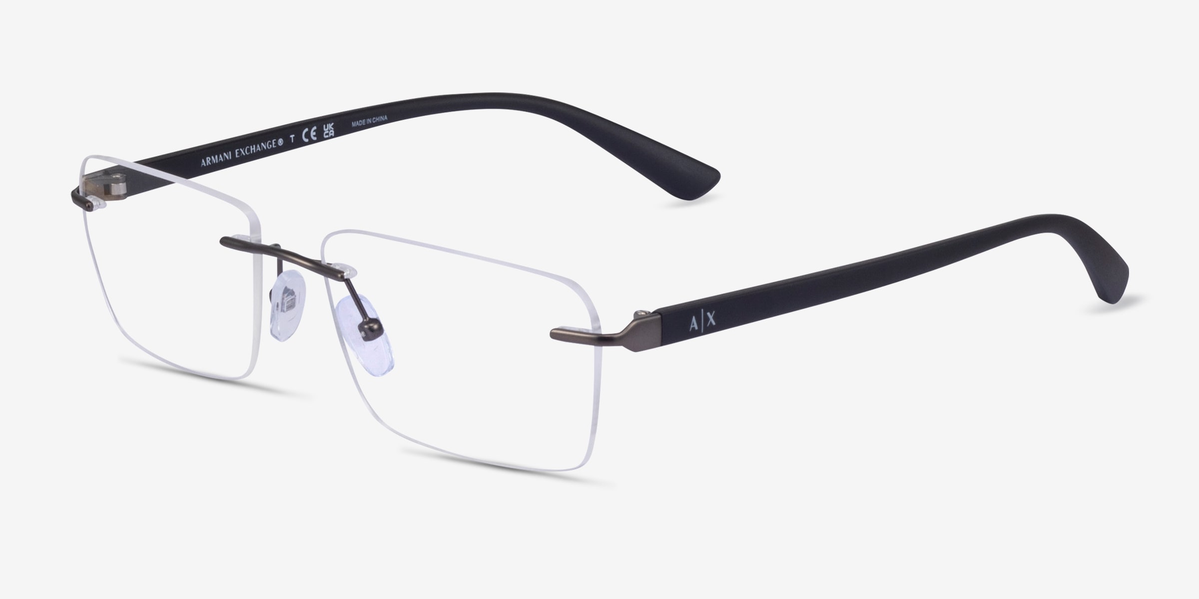 Armani Exchange AX1064 - Rectangle Matte Silver Frame Eyeglasses